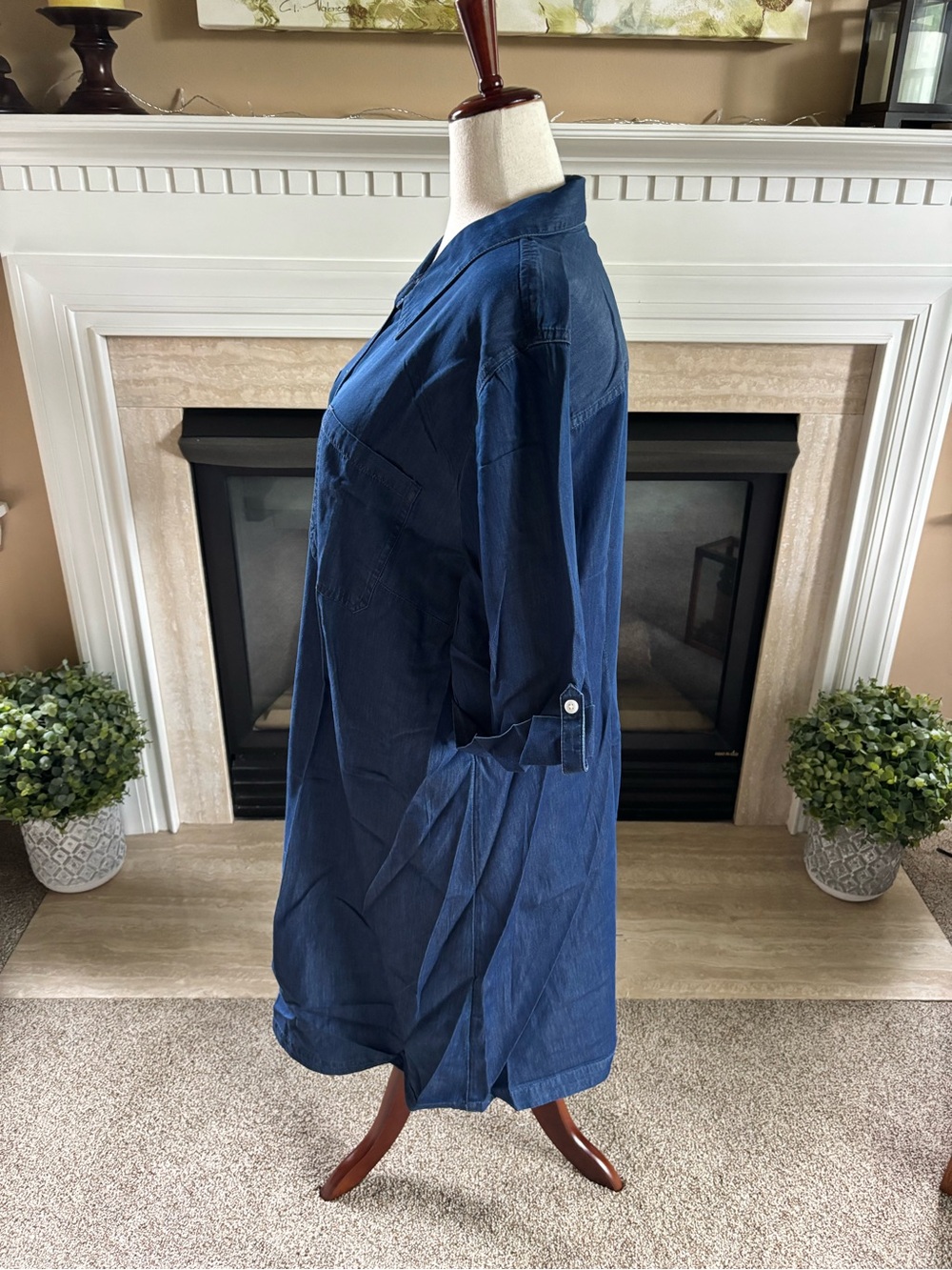 *NEW* Karen Scott Plus - Woven Dress - 1/4 Button - 3/4 Sleeve - Size 3X - Picture 3 of 7